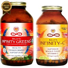 Infinity Greens 인피니티 슈퍼푸드 캡슐 번들 | 그린 캡슐(34인분) + 인피니티-C 아이언맥스 C 복합체(30인분) 유기농 생식 비건 글루텐 프리 비 GMO, Infinity Greens 인피니티 슈퍼푸드 캡슐 번, 1개