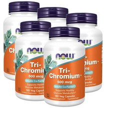 나우푸드 트라이 크롬 500 mcg NOW Tri-Chromium with Cinnamon, 180정, 5개