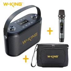 휴대용 블루투스 스피커 W-KING 더블유킹 Camigo H10S 버스킹 라이브 공연 기타 악기연결 보컬 녹음기능 무선마이크포함, 스피커 단품 (마이크포함) + 전용가방