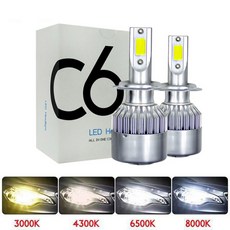 LED 자동차 헤드라이트 전구 H7 H4 H8 H1 H3 H11 HB3 9005 HB4 9006 9007 자동 램프 안개등 3000K 6000K 8000K 4300K 2, 1개