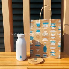 일본 블루보틀 텀블러 bluebottle 스테인리스 휴대용 보온병, 클래식 블루 보틀 350mL 코스터 쇼핑백포함, 1개