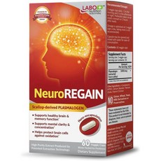 LABO Nutrition NeuroREGain 뇌 기능 저하 기억력 경계력 학습 집중력 및 기타 인지 기능을 위한 스캘럽 유래 플라스마로겐 – 노인 성인 남성 여성 x3에 적, 60정, 3개 - ninmlab