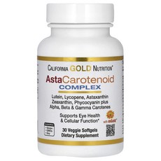 California Gold Nutrition 아스타카로티노이드 복합체 루테인 리코펜 아스타잔틴 복합체 베지 소프트젤 30정