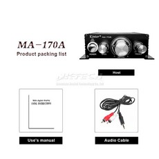 MA-170A 블루투스 MP3 wma 디코딩 자동차 오디오 스테레오 앰프 USB FM 라디오 MP3 mp4 mp4 플레이어, 02 Without Adapter, 02 Without Adapter