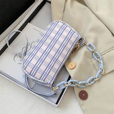 덱만텔 체크 체인 미니 스트랩 호보 숄더백 (화이트 블루 레드) S200515D022BAG