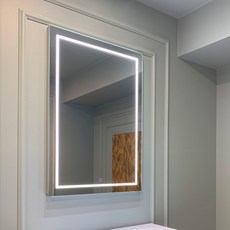 데코지 미아 사각 LED조명 거울 600x800, 화이트, 커버, 터치스위치없음-조명3000K