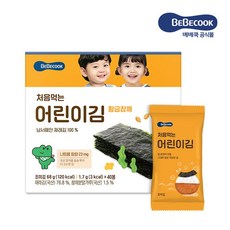 베베쿡 처음먹는 어린이김 황금참깨1박스(40봉), 처음먹는 어린이김 황금참깨 1BOX(40봉), 1개, 68g - 처음먹는어린이김순수