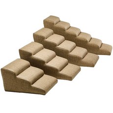 높은 강아지 논슬립 45cm 슬라이드 오르기 노령견 54cm 60cm 슬라스텝, 1개, 6. 라이트 브라운 4단 계단 표준