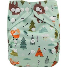 [기저귀 용품] Ohbabyka Baby Reusable Waterproof Bamboo Cloth Diapers Nappies, 1set