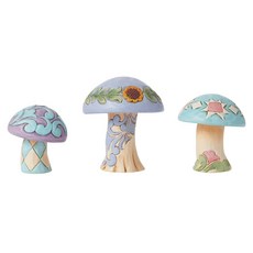 Enesco Jim Shore HEAR 이어twood Creek Nature's Meadow 버섯 미니어처 피규어 3피스 세트 - 스톤 레진 핸드 페인팅 공예 수집용 장식 난쟁