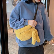 에블 대박걸 꼬리 두개 달린 인조 퍼 겨울 미니 크로스백 털 힙쌕 8color
