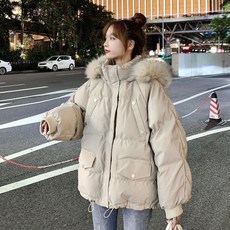 ANYOU 겨울 초경량 패딩 여성 후드 점퍼 2컬러 신상품 블랙 베이지 상품 이미지