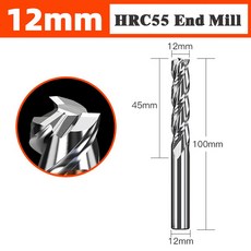 알루미늄 유리 섬유 아크릴 목재 구리 플라스틱용 텅스텐 엔드 밀 CNC 공구 3 플루트 카바이드 밀링 커터, 1개, 01 12X12DX100L-4F