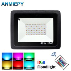 RGB LED 투광 조명 방수 LED 투광 조명 야외 스포트라이트 손전등 원격 파티 네온 조명 16 색 50W 100W, changeable-RGB, 50W 220V, 1개