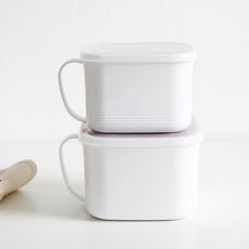 나카야 일본 손잡이 화이트 밀폐용기, 단품, 2개입, 1.4L