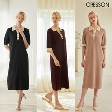 [론칭가 89000원] 크레송CRESSON 클래식 카라 니트 원피스 1종