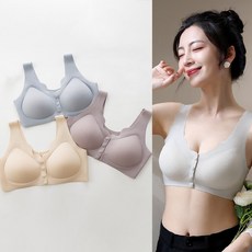 IEDUOS 여성 빅사이즈 앞후크브라 처진가슴 보정 편한 심리스 노와이어 볼륨 브라 3종세트