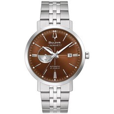Bulova 남성용 빈티지 에어로젯 4핸드 오토매틱 시계 오픈 조리개 해킹 기능 24시간 시간 달력 날짜 더블 커브 미네랄 크리스탈 야광 시계 바늘 41mm 스테인리