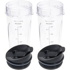 닌자 QB3001SS 핏 컴팩트 퍼스널 블렌더용 교체 컵 16온스 Sip & Seal 뚜껑이 있는 블렌더 BL660 BL770과 호환되는 3.35인치 블레이드 2팩 장착 Dm