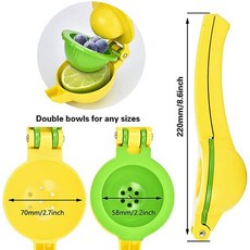 2 In 1 수동 레몬 압착기 감귤류 오렌지 과일 압착기 다기능 수동 과일 과즙기 주방 가정용 프레스 도구, 1개