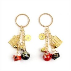 TRATIONAL FORTUNE CAT DAMO 오마모리 웰스 백 펜던트 GOOD-LUCK KEYRINGS 열쇠 고리 참 멋진, 1개, [0001] [2]