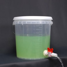 수도꼭지물통 플라스틱 투명 눈금 실험실 다용도 둥근 물통 10L 20L, 16mm, 1개