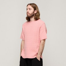 카고브로스 CB CABLE ROUND TWISTED KNIT SHORT SLEEVE PINK