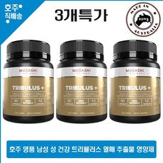 호주 명품 무사시 리비도 헬스 트리뷸러스 인삼 추출물 남성 영양제 60캡슐 3병특가, 3개, 60정