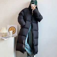 네모엔룩 여성용 볼륨롱 하이넥 오버핏 투웨이 지퍼 겨울 방한용 아우터 롱 패딩 자켓 NL