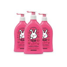 Sanosan 사노산 2in1 샤워 앤 샴푸 400ml x 3개 라즈베리 칠드런 올리브 밀크 단백질
