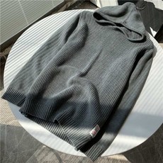 해피유통봄가을 패션 후드 니트 스웨터 남성 심플 솔리드 후드 니트 코트 LWJ