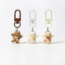 FOSSETTE[포셋] 미니 고양이 키링 / 에어팟 버즈 우정키링 가방고리 동물 열쇠고리 통통, 버터, 1개