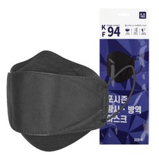 국내생산 포시즌 KF94 대형 마스크 50매 화이트 개별포장, 블랙