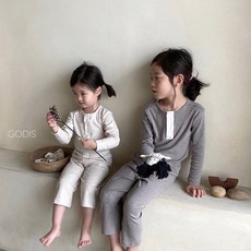 고디스 버튼 라운지 홈웨어 아동 자매 실내복 세트