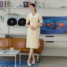 잇미샤 두겹 카라 배색 원피스 ITN3ZOP650
