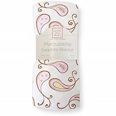 SwaddleDesigns Marquisette Swaddling Blanket Premium Cotton Muslin Pastel Blue Paisley