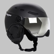 애몰라이트 AMH-06 스키 헬멧 일체형 고글 스노우 보드, 블랙