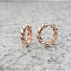 mhjewelry 14k 꽈배기 링 귀걸이 (핑크골드) - 금