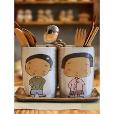 귀여운 도자기 수저통 물빠짐 받침 추가가능, 꽃 수저통만 구매, 1개