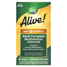 Nature's Way Alive!® 최대 6 효능 성인용 완전한 종합비타민 철분 함유 캡슐, 1개