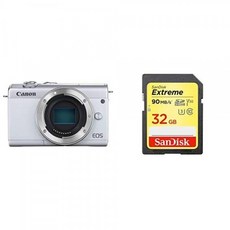 Canon 캐논 미러리스 카메라 EOS M200 (화이트) EOSM200WH-BODY-A + Sandisk SD 카드 세트, 단일상품