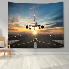 패브릭벽장식 이색태피스트리 홈 데코용 벽걸이 비행기 공항 라운지 사진 터미널, 34.2 - 400x230cm