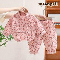 몽실이 레오파드 반집업 상하복