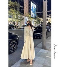 봄 블라우스 여성 캐주얼 롱스커트 세트 화이트 투피스