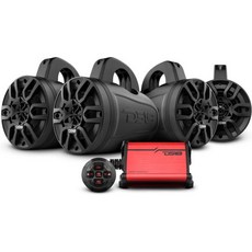 DS18 MP4TP.4A 해양 파워스포츠 스테레오 시스템 4X 4 웨이크보드 타워 포드 앰프 Bluetooth 원격 제어 기능 방수 스피커 600W - 보트 모터스포츠 골프 카트, 기본