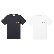 [국내배송] 21SS 메종 키츠네 더블폭스헤드 반팔 티셔츠 ANTHRACITE LATTE MAISON KITSUNE