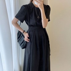 하객원피스 쓰리피스 롱원피스 아노락 벨트 반팔 랩 무무씨 여름