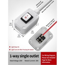 방수 야외 조명 벽 스위치 IP66 이중 2 갱 양방향 SPDT 전기 내후성 16 20A, 1 switch 1outlet, 110 - 250VAC, 1개