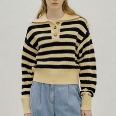 질바이질스튜어트 여성용 Stripe Button Pullover Knit