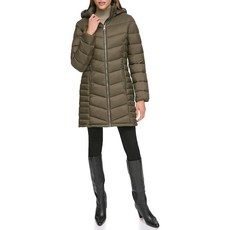 DKNY 여성용 후드 경량 퍼퍼 페블